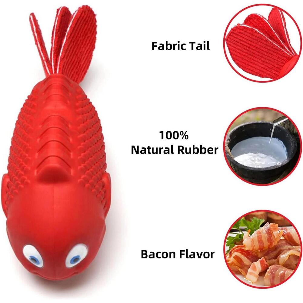 Durable Red‎ Fish-Shaped Squeaky Dog Toy for Chewing and Training - Picture 4 of 14